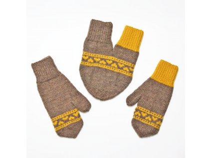 partnerské rukavice hearts světle hnědá žlutá