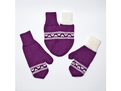 partnerské rukavice hearts fialová bílá