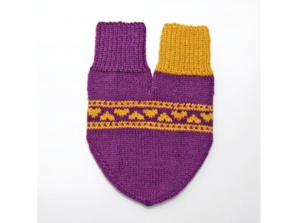 partnerská rukavice hearts fialová žlutá