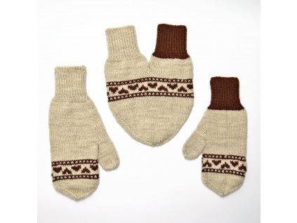 partnerské rukavice hearts béžová hnědá