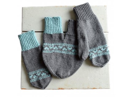 Partnerské rukavice - šedá/světlá modrá