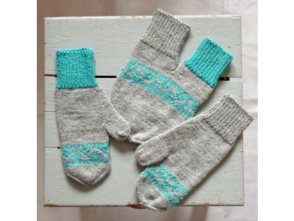 Partnerské rukavice - šedá/tyrkysová