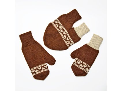 partnerské rukavice hearts hnědá béžová