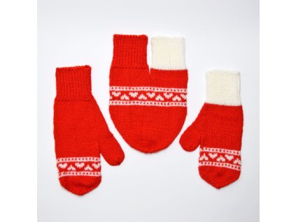 partnerské rukavice hearts červená bílá