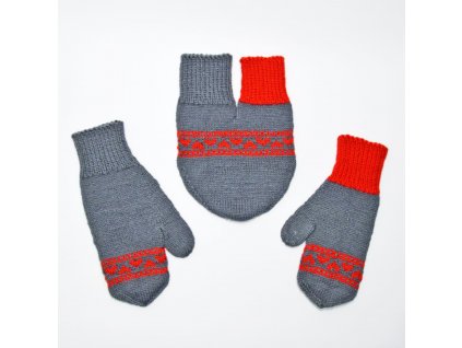 partnerské rukavice hearts tmavě šedá červená