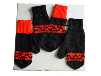 Partnerské rukavice HEARTS sada - černá/červená