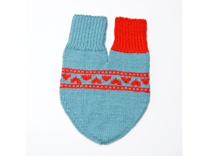 partnerská rukavice hearts světle modrá červená