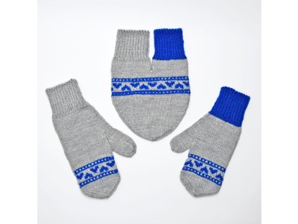 partnerské rukavice hearts světle šedá modrá