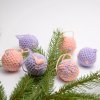 Sada vánočních minikouliček - 6 kusů - růžová/fialová