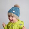 Čepice s bambulí - mýval - modrá/béžová