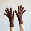 rukavice dámské finger hnědé 4