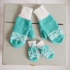 Rukavice pro mámu a miminko - tyrkysová/bílá
