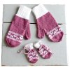 Rukavice pro mámu a miminko - fialová/bílá