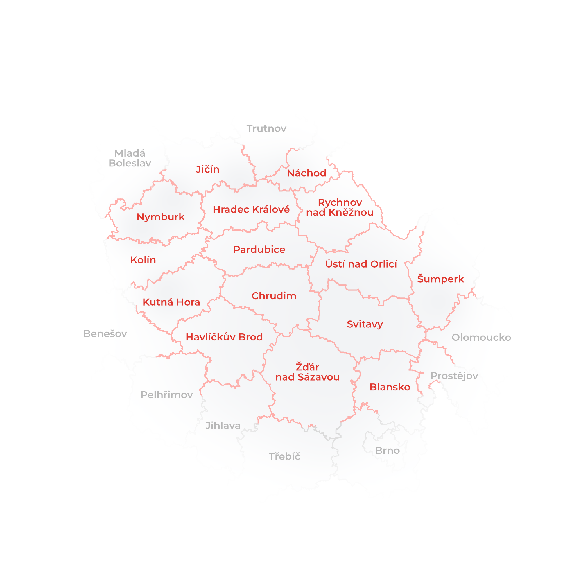 Mapa oblastí, kde zajišťujeme montáž