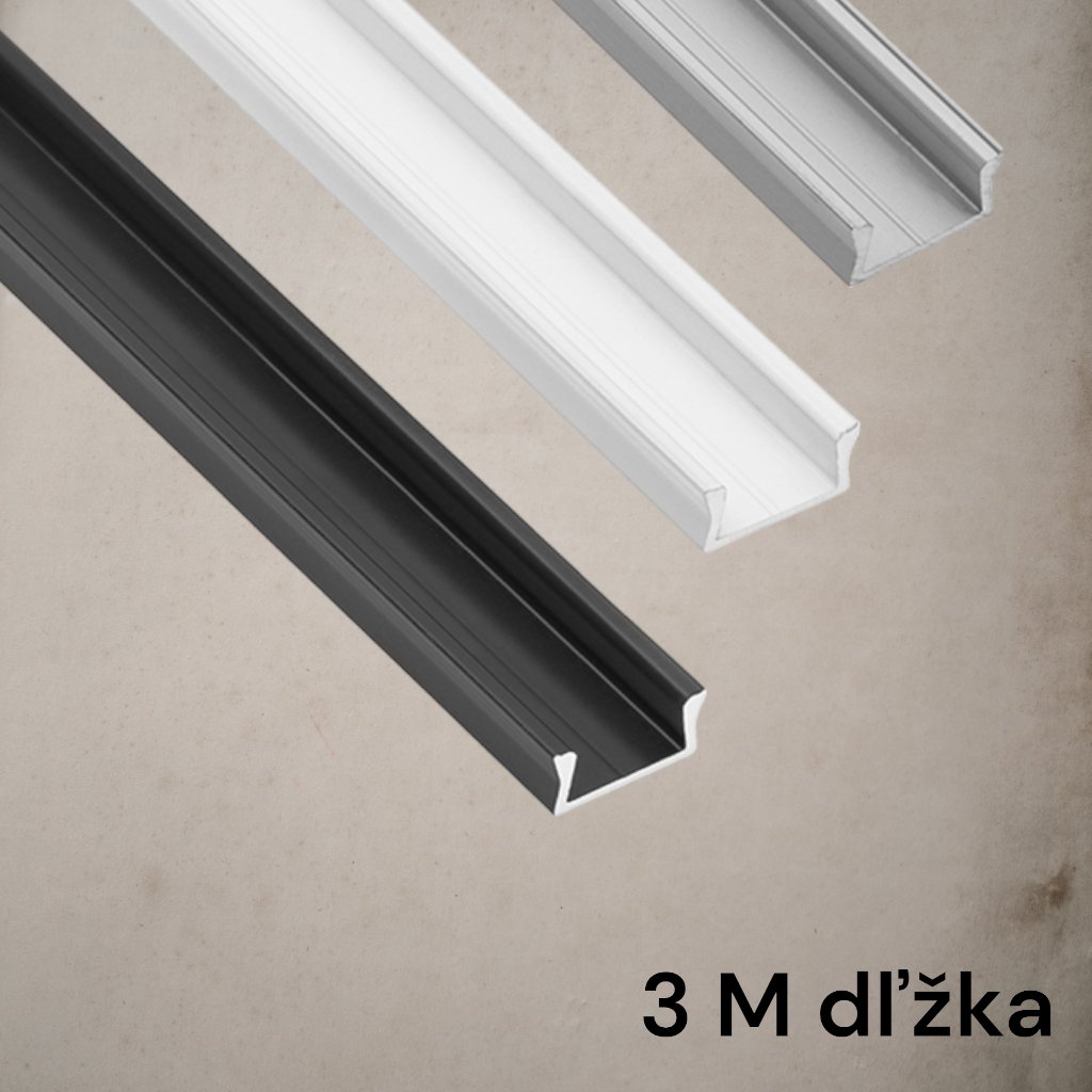 GLAX MINI - LED lišta  hliník naložená 3000 mm (Variant Farba Biela)