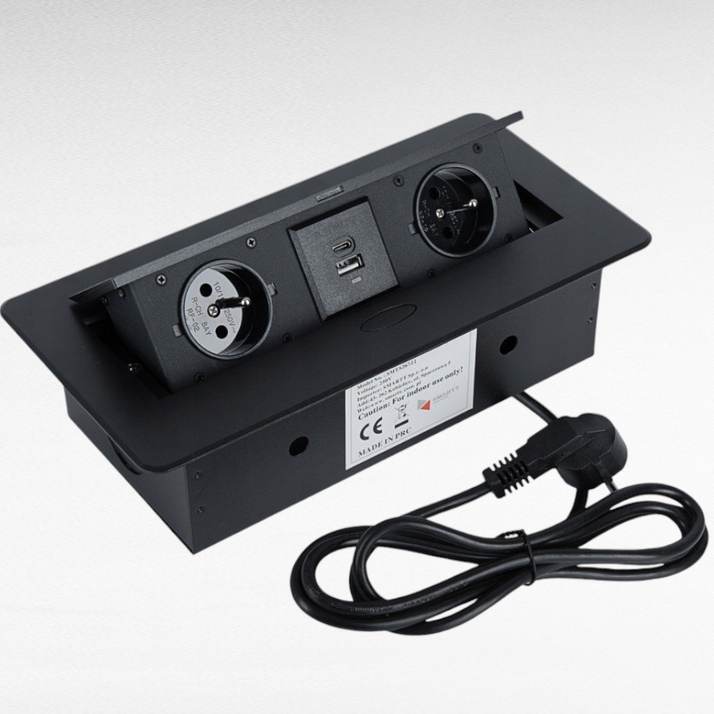 Elektrická zásuvka - Výklopná zásuvka Flexiport, modul III, 2 x 230V, 1 x USB, 1 x Type C, -  VÝBEH