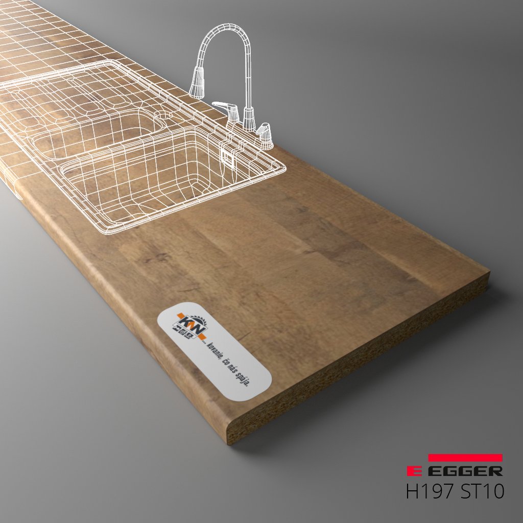 EGGER - Pracovná doska - H197 ST10 - Drevo vintage prirodný - 38 mm