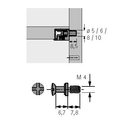 Hettich - Kolík DU426, 6,7 mm