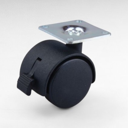 Koliesko nábytkové otočné, 50mm, s platničkou, s brzdou