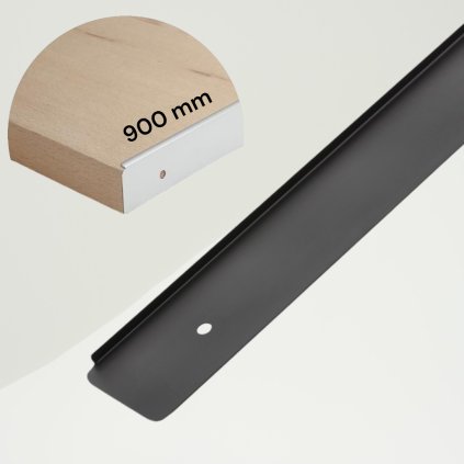 Lišta na pracovnú dosku - koncová, 38mm, čierna, PRAVÁ 900 mm