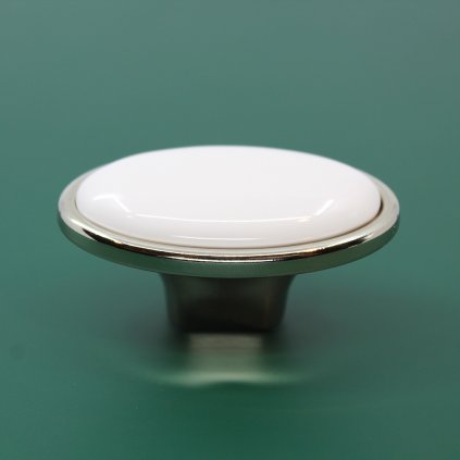 Knopok - BM Grace, Nikel lesklý / Biely porcelán