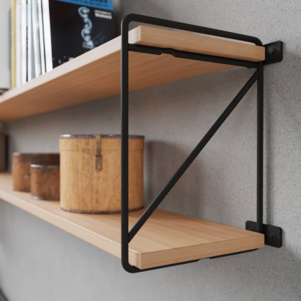 Konzola policová - ROD, Čierna matná, 214x166 mm