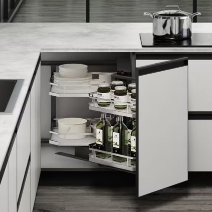 Wireli - MagicCorner Elegance s tlmením, plné dna, 850x490x520 mm, chróm, pravé