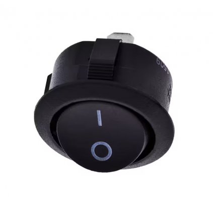 LED Doplnky - Vypínač kolískový R13 okrúhly čierny