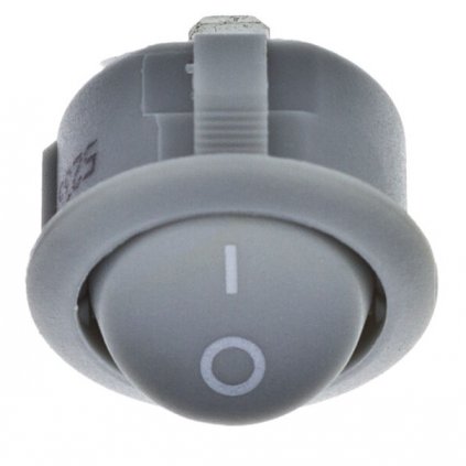 LED Doplnky - Vypínač kolískový R13 okrúhly sivý