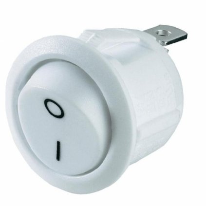 LED Doplnky - Vypínač kolískový R13 okrúhly biely