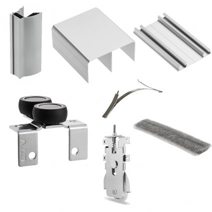 NOVO S - Posuvný systém na vstavanú skriňu (2 m zostava) Hliník 2 x posuvné dvere