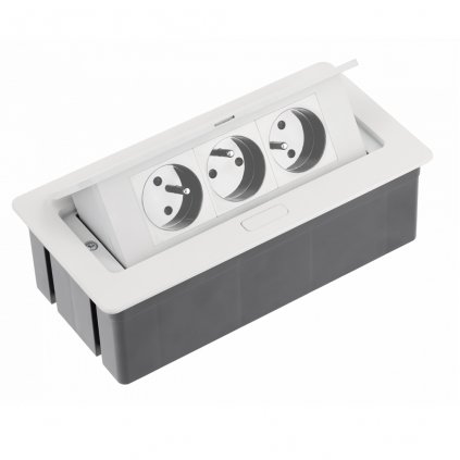 Elektrická zásuvka - Výklopná zásuvka GTV SOFT, 3 x 230V, Biela