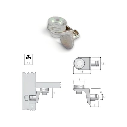 Hettich - Policová podperka - Sekura 8 - C na sklo