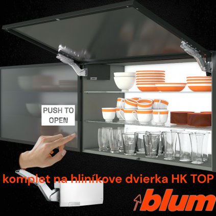BLUM - AVENTOS HK TOP - TIP-ON - KOMPLET SET - sada - biela - na úzky hliníkový rám