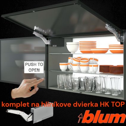 BLUM - AVENTOS HK TOP - TIP-ON - KOMPLET SET - sada - sivá - na úzky hliníkový rám