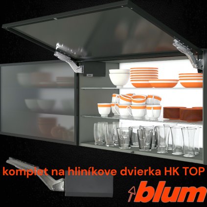 BLUM - AVENTOS HK TOP -  KOMPLET SET - sada - sivá tmavá - na úzky hliníkový rám
