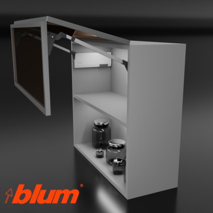 BLUM - AVENTOS -  HF TOP - KOMPLET SET - HF28 - sada biela - úzky + úzky alu rám