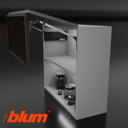 BLUM - AVENTOS -  HF TOP - KOMPLET SET - HF25 - sada sivá tmavá - plné dvere + úzky alu rám