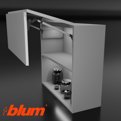 BLUM - AVENTOS -  HF TOP - KOMPLET SET - HF28 - sada sivá - plné dvere + plné dvere (VAR ROZTEC HF28/RAMENO32)