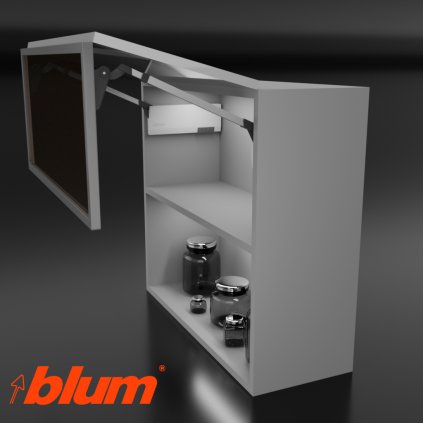 BLUM - AVENTOS -  HF TOP - KOMPLET SET - HF28 - sada biela - plné dvere + úzky alu rám (VAR ROZTEC HF28/RAMENO32)