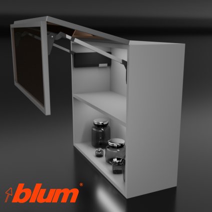 BLUM - AVENTOS -  HF TOP - KOMPLET SET - HF28 - sada sivá tmavá - úzky + úzky alu rám
