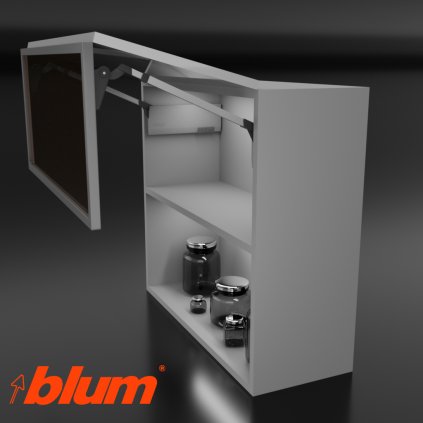 BLUM - AVENTOS -  HF TOP - KOMPLET SET - HF28 - sada sivá - plné dvere + úzky alu rám (VAR ROZTEC HF28/RAMENO39)