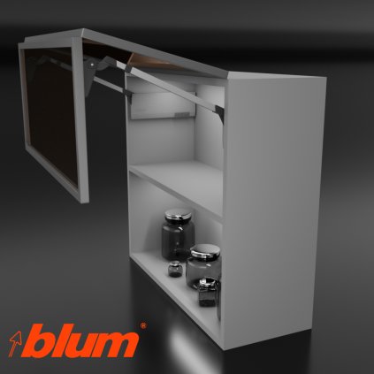 BLUM - AVENTOS -  HF TOP - KOMPLET SET - HF28 - sada sivá - úzky + úzky alu rám