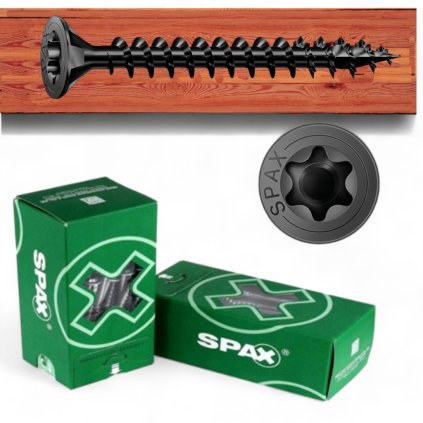 Drevoskrutka - SPAX - zapustená hlava, TX, čierna, 3,5 x