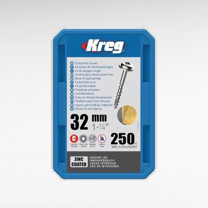 Kreg - Zinc Maxi-Loc Skrutky pre skryté spoje - 32 mm, hrubý závit