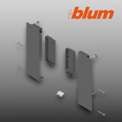 BLUM - MERIVOBOX - držiaky čela výška E - vnútorný výsuv - reling - tmavosivá - ZI4.2ES1