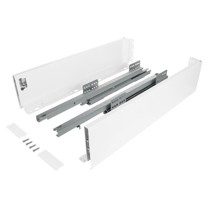 Skrytý výsuv ND60 (16 mm) s dvojitou bočnicou,116/500 mm, Biela