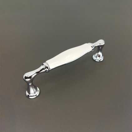 Úchytka - GIUSTI - FG.M620000CLG, Chróm / Biely porcelán, 96 mm
