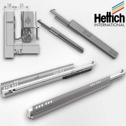 Hettich - ATIRA - QUADRO V6 plnovýsuv s tlmením, 30kg