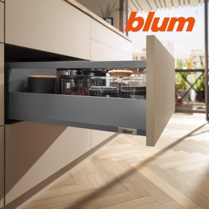 BLUM - MERIVOBOX - sada výška E-reling - BLUMOTION TIP-ON - 40kg -  MD600 - tmavosivá
